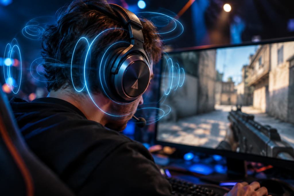 Audio Engineering in Tactical Shooters, Gamer with Headphones