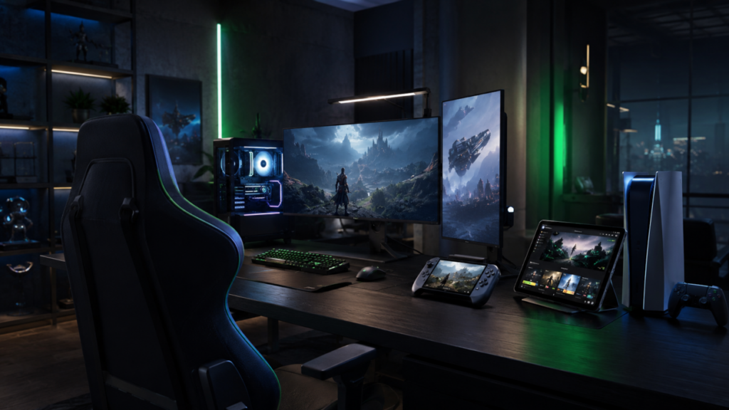 Cinematic Gaming Room Neon Accents