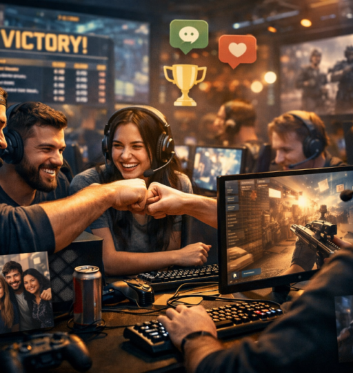Gamers Celebrating Victory