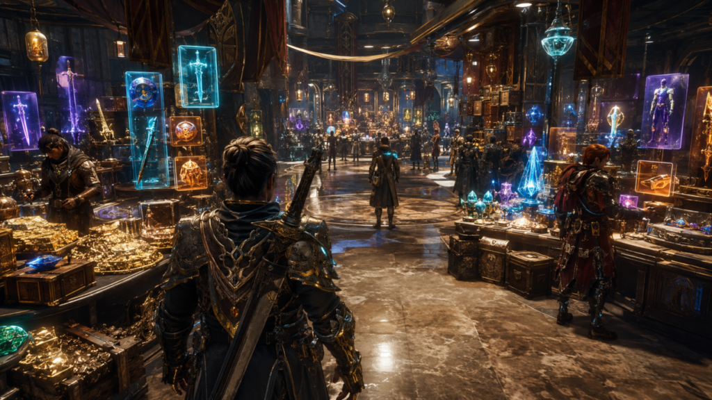 Bustling Futuristic Fantasy Market