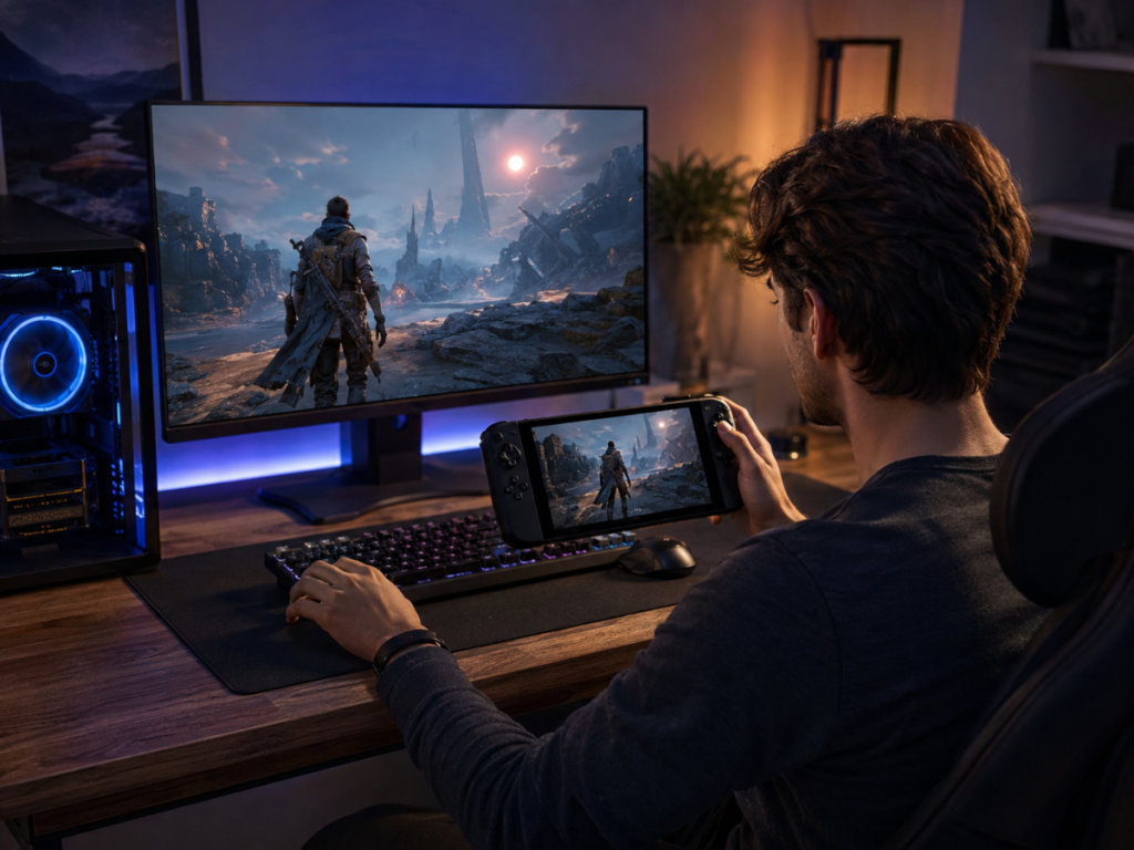 Focused Gamer on Multi Devices