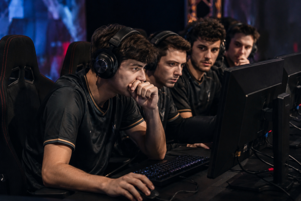 Focused Gamers in Esports Arena