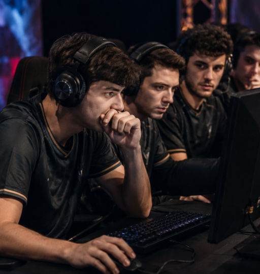 Focused Gamers in Esports Arena