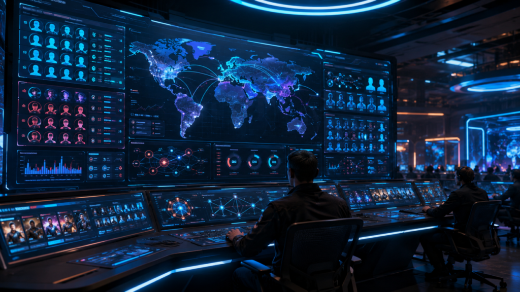 Futuristic Command Center for Matchmaking