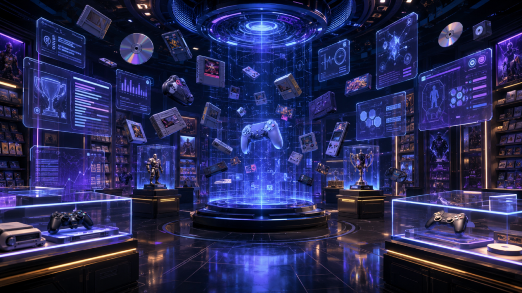 Futuristic Gaming Archive with Holograms