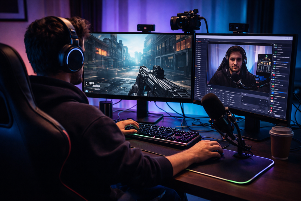 Gamer Streaming on Two Monitors