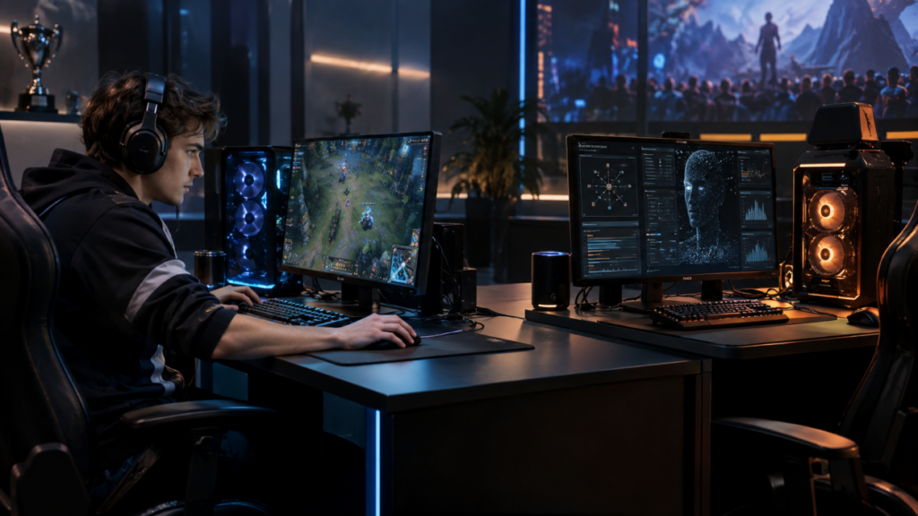 Gamer Training Against AI Opponent