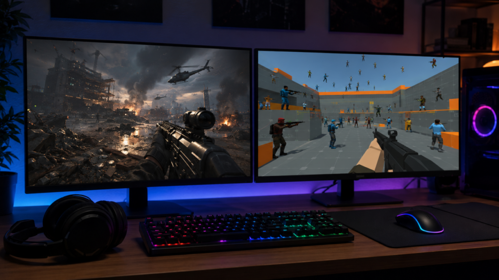 Gaming Split Screen Indie vs AAA