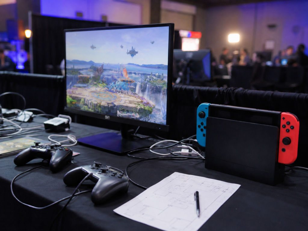 Gaming Station in Lit Arena