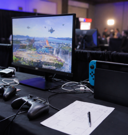 Gaming Station in Lit Arena