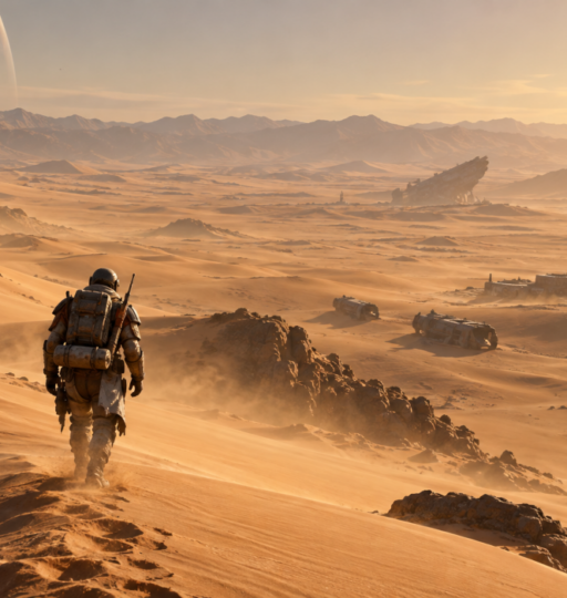 Solo Player Walking Through the Desert