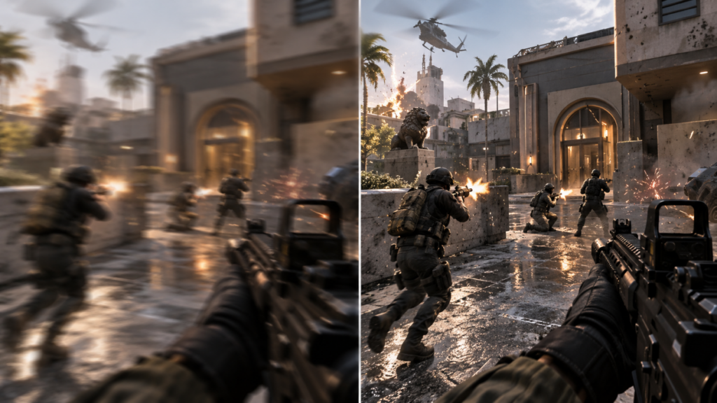 Split Screen Comparing 60Hz vs 120Hz