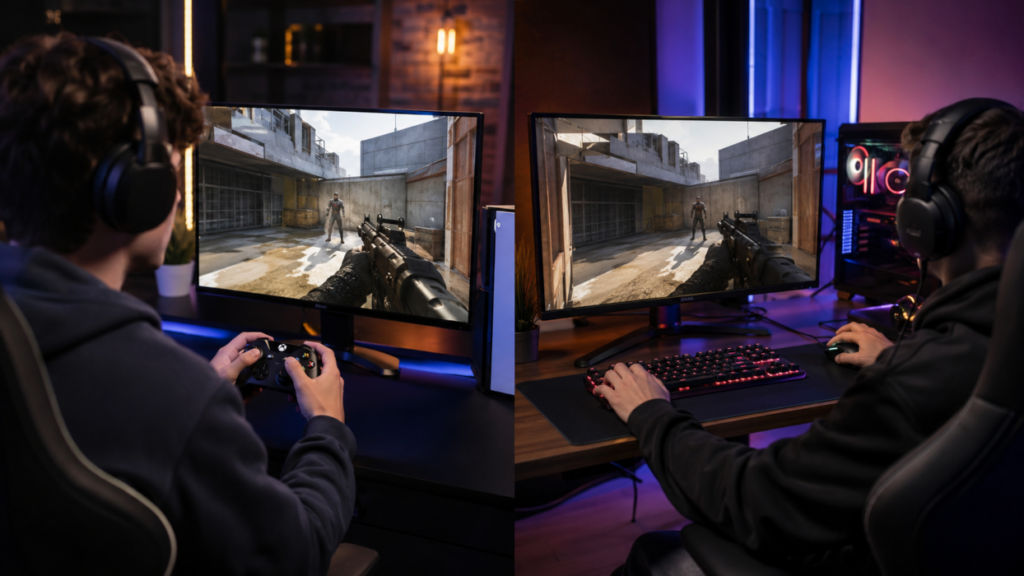 Split Screen of Crossplay Comparison