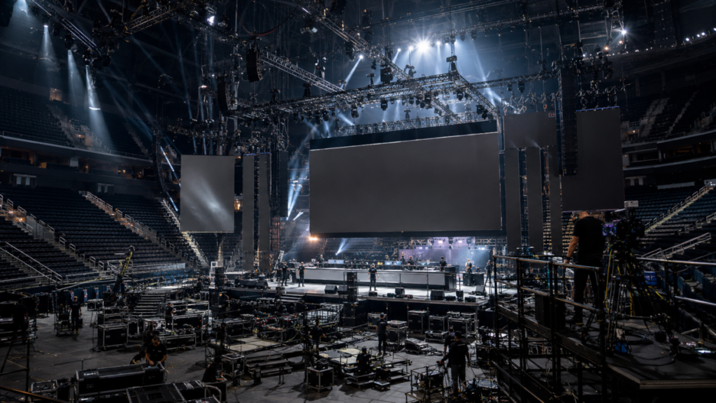 Stage Prep in Concert Arena
