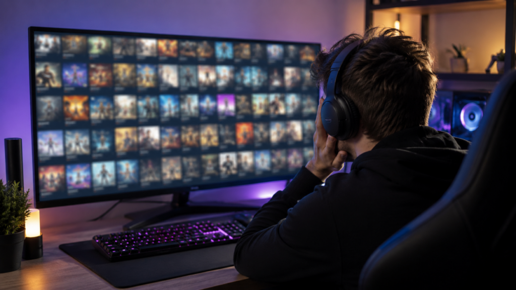Subscription Gaming Setup with Soft Lighting